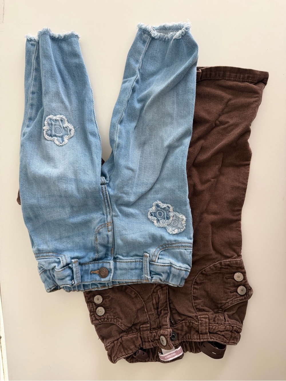 Old Navy Light Blue Denim Jeans and Brown Corduroy Pants - Kids Duo